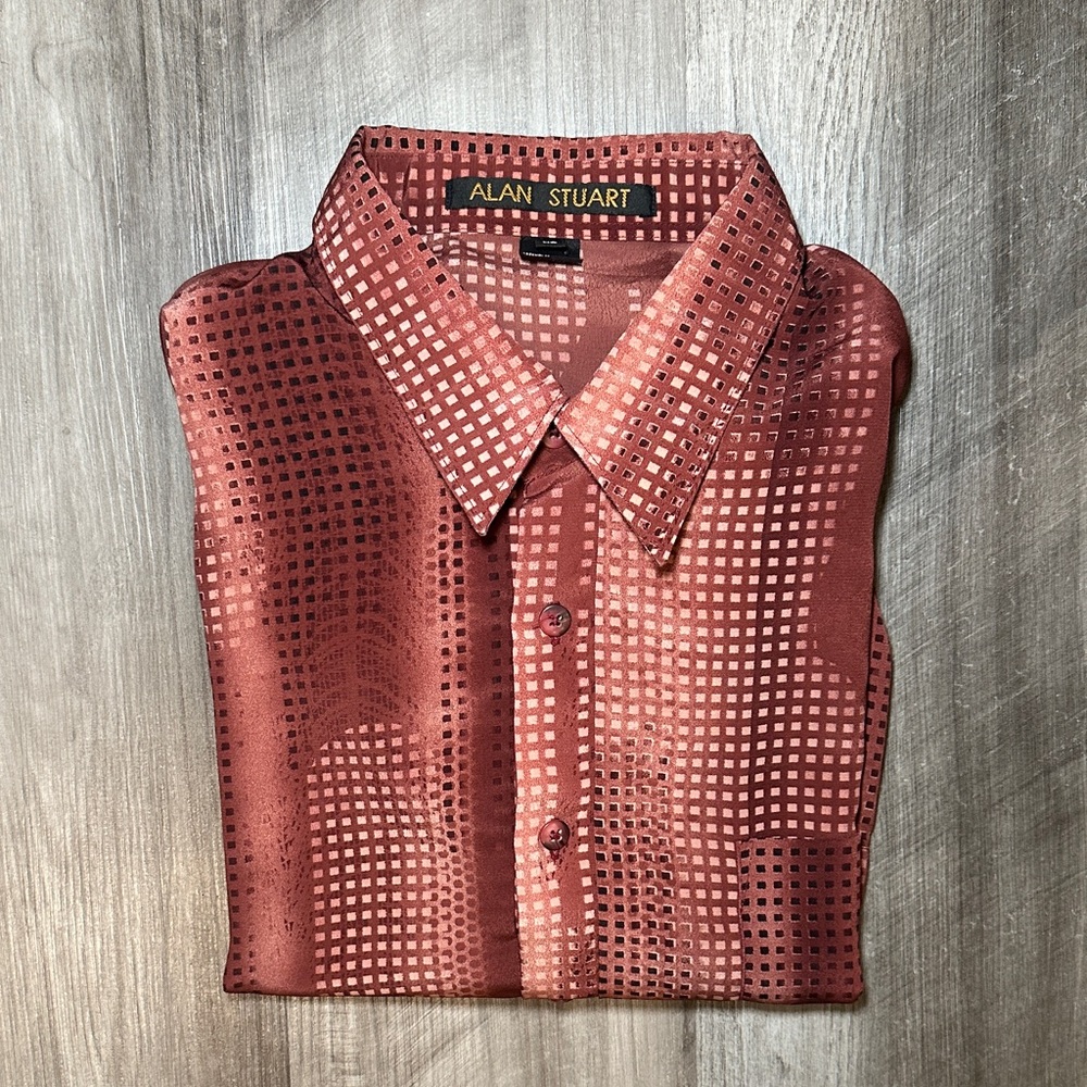 Alan Stuart Checkered Half Button Banded Hem Polo - XL